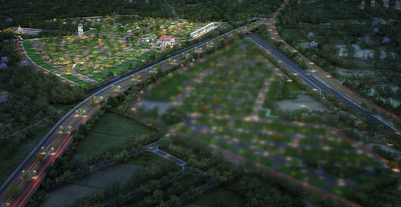 Aerial night view of Sattva Kaveri Siri