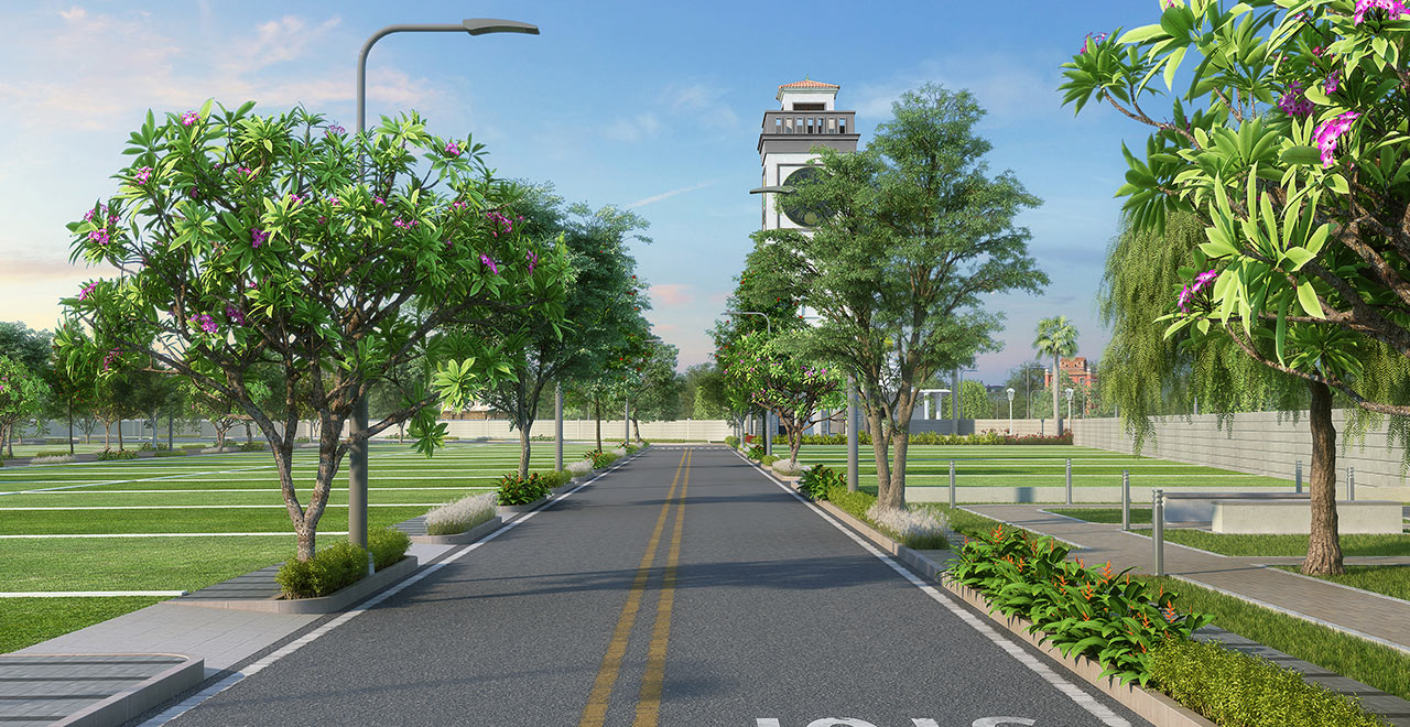 Entry road at Sattva Kaveri Siri